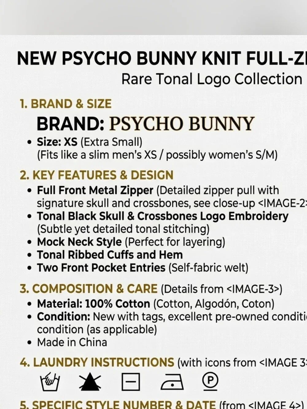 Psycho Bunny Men's Black Full-Zip Knit Sweater Blazer Size XS long Sleeave Cotto